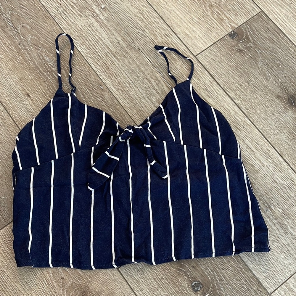 Navy and white striped tank